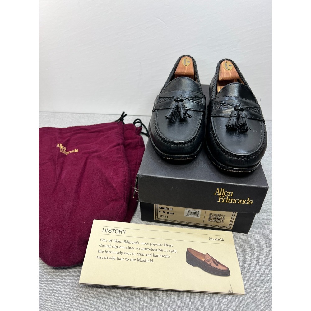 Allen Edmonds Maxfield Tassel Black Leather Loafers 9 D USA